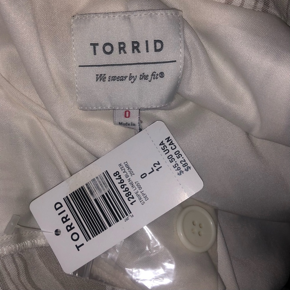 Torrid Linen Blazer in Stripe - Picture 3 of 7